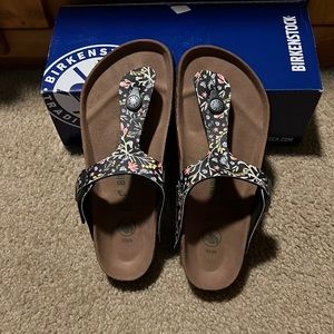 Birkenstock Gizeh Watercolor Flower Navy Vegan size 6